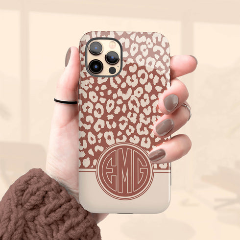 Boho Leopard Personalized Monogram iPhone Case